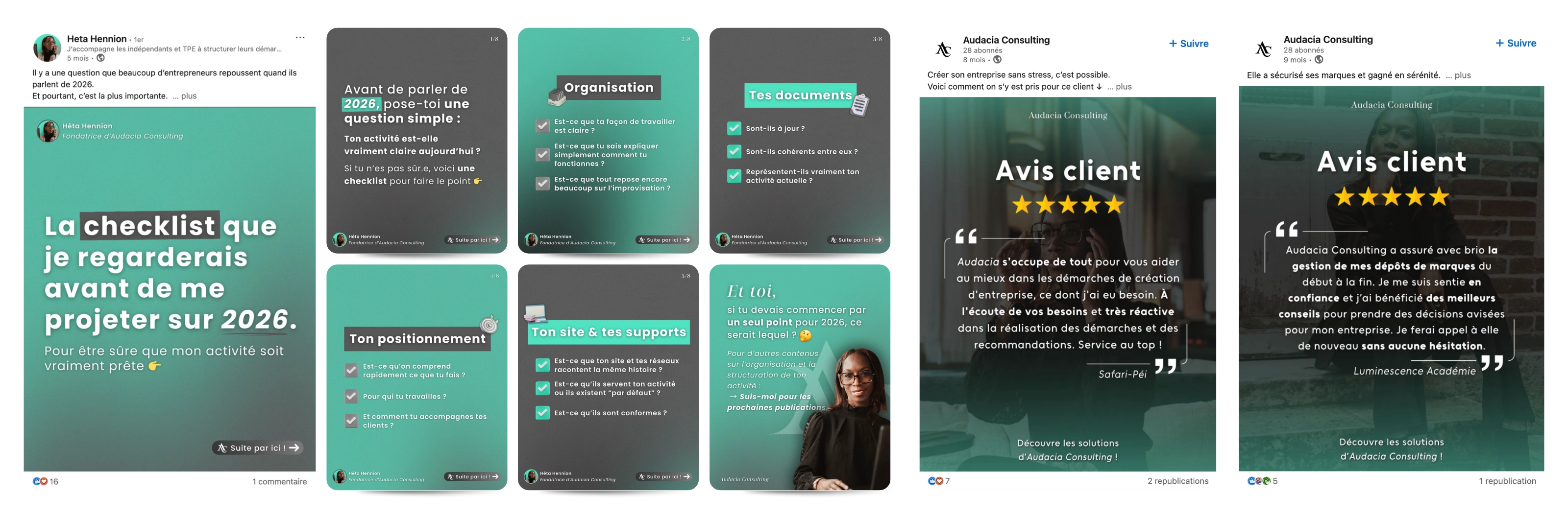 Sélection de carrousels réalisés pour Audacia Consulting