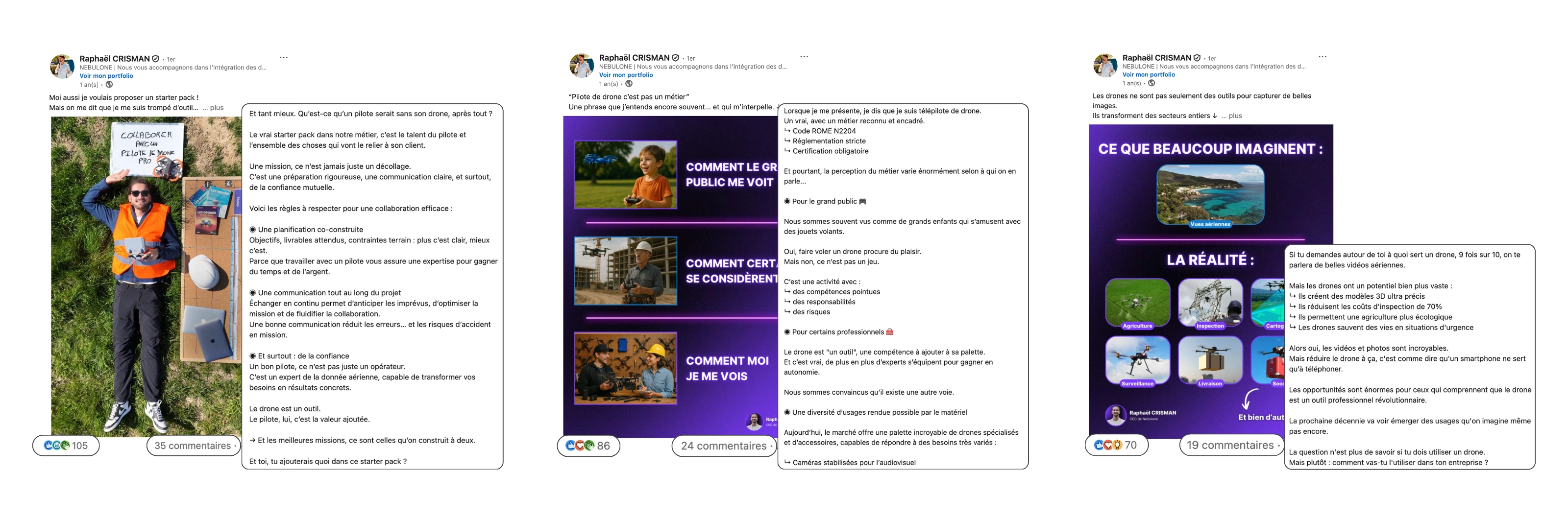 Deuxième sélection de posts LinkedIn réalisés pour Nebulone