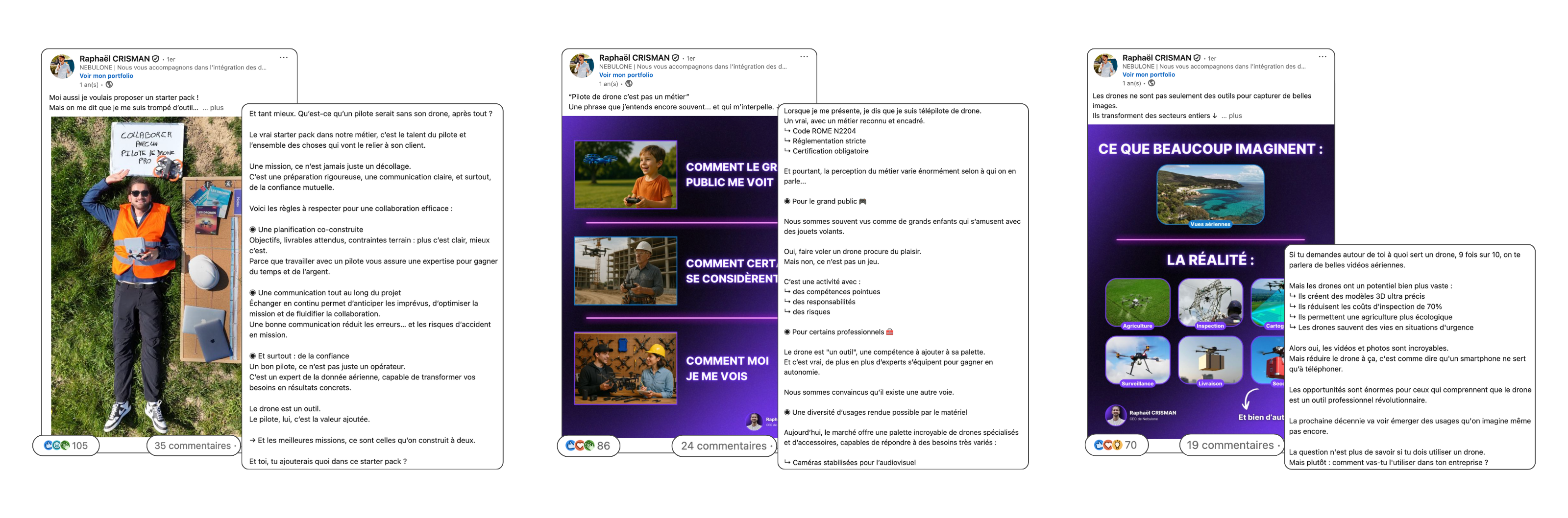Deuxième sélection de posts LinkedIn réalisés pour Nebulone